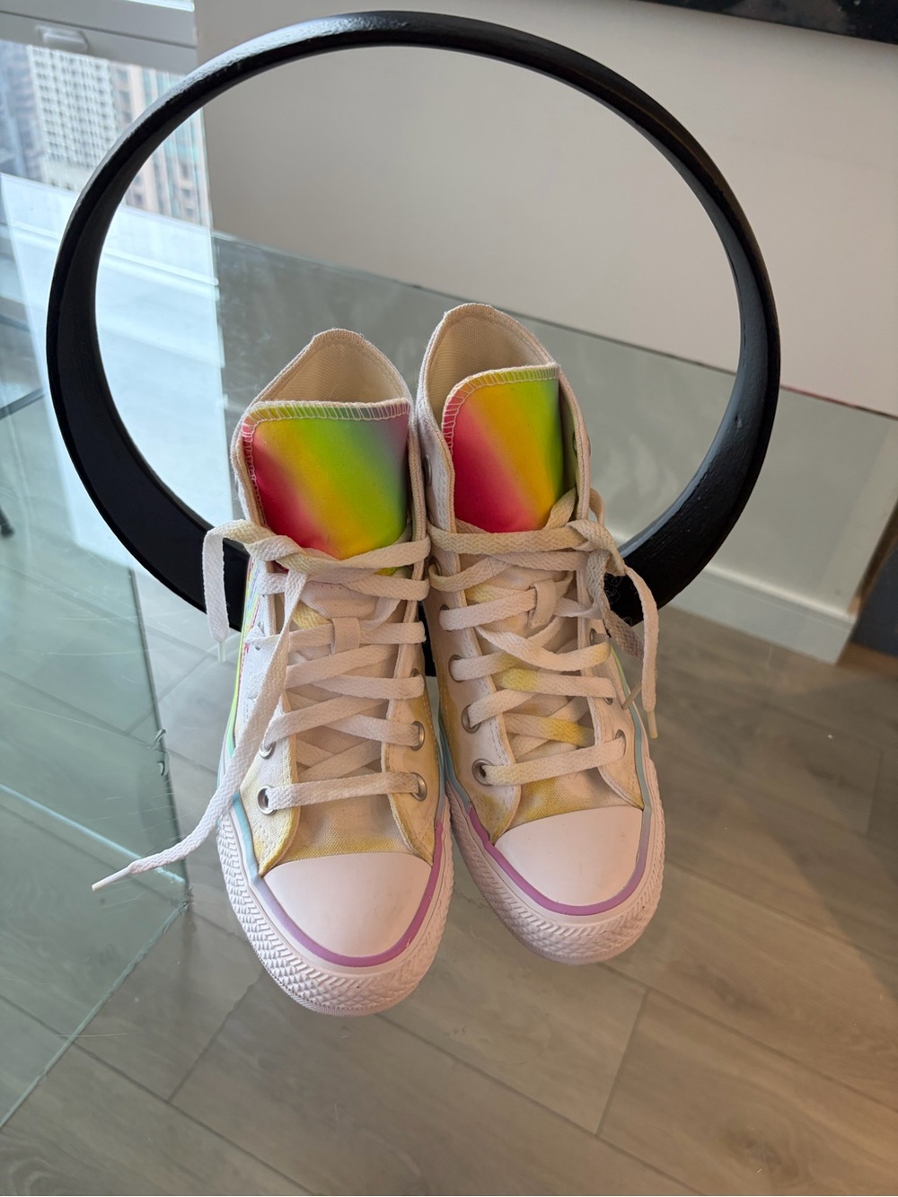 Kids Rainbow Tie-Dye Converse High-Top Sneakers